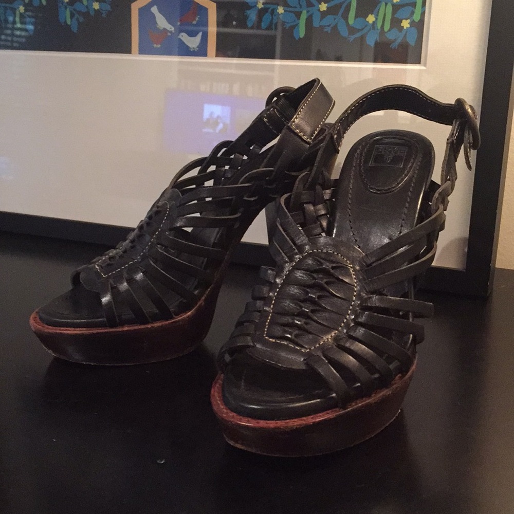 Frye leather platform sandals 6.5